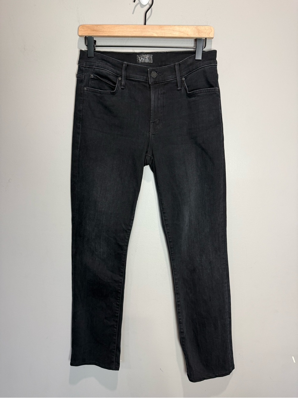 MOTHER The Rascal Ankle Snippet Blackbird Jeans Size 29 Black